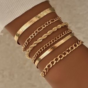 6pcs 14k Gold Plated Link Bracelets